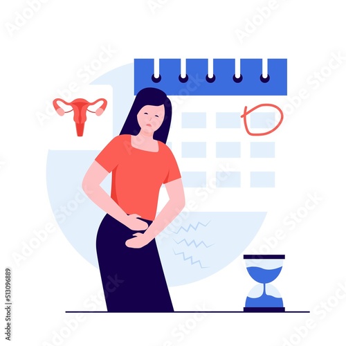Menstruation period calendar women illustration concept. Illustration for websites, landing pages, mobile applications, posters and banners. Trendy flat vector illustration