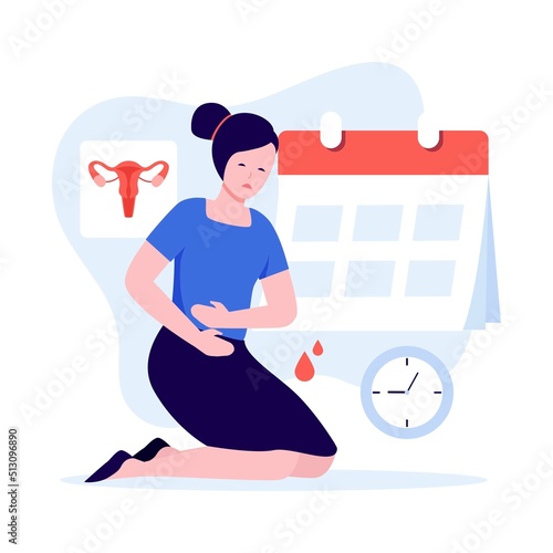 Woman menstrual period calendar illustration concept. Illustration for websites, landing pages, mobile applications, posters and banners. Trendy flat vector illustration