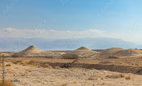Landscape in the desert on the border of Israel with Jordan
