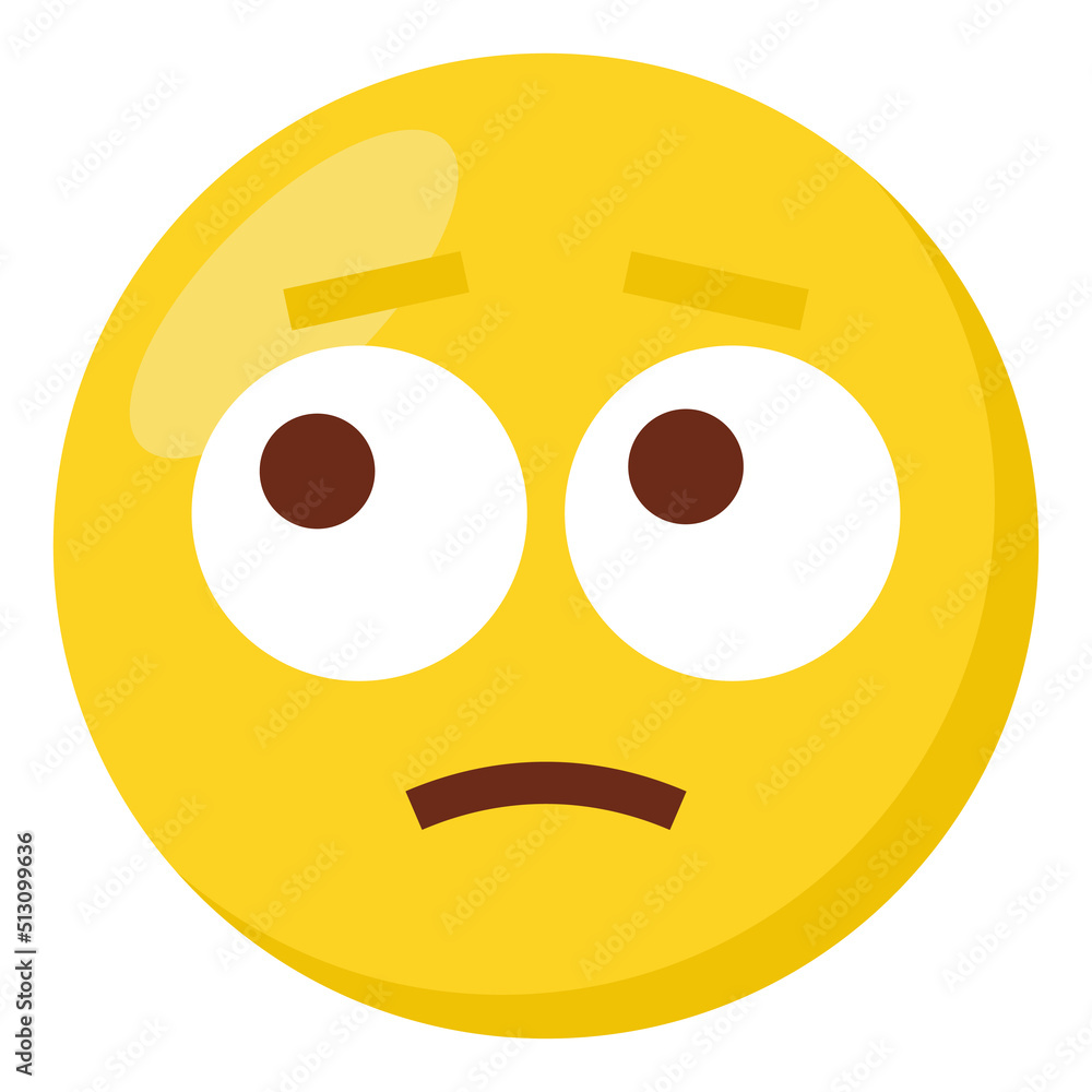 Fototapeta premium Pleading face expression character emoji flat icon.