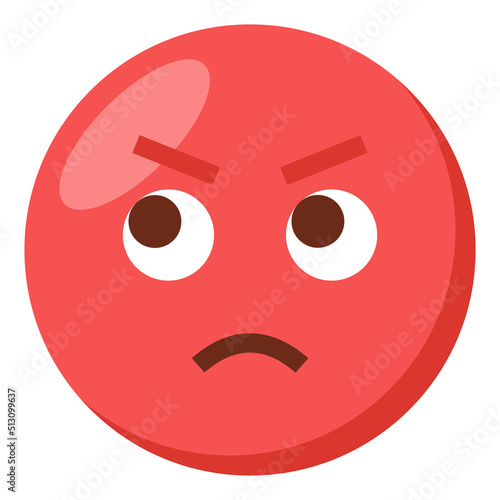 Angry face expression character emoji flat icon.