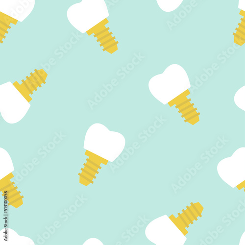 Dental implant seamless patterns. Vector illustration