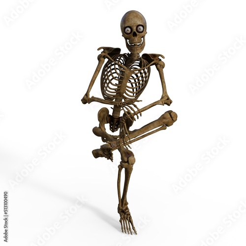 3d-illustration of an isolated fantasy skeleton sitting