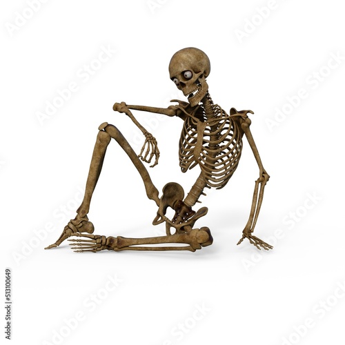 3d-illustration of an isolated relaxed fantasy skeleton