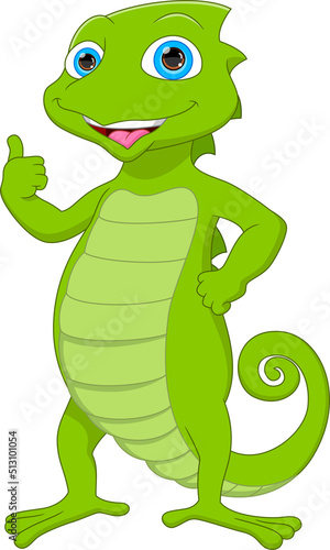 cute cartoon chameleon thumbs up