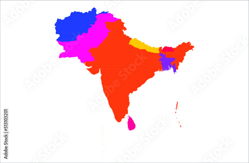 SAARC Organisation Member Countries vector map illustration on white background