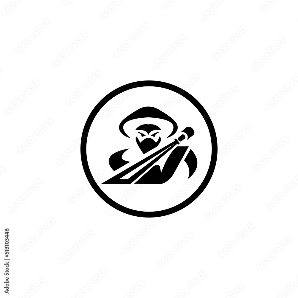 Ninja warrior icon. Simple black ninja head logo illustration Ninja warrior icon. Simple black ninja head logo illustration