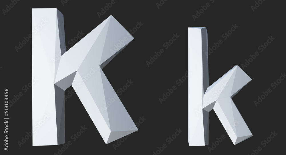 K alphabet letter 3d poly rendering. Font illustration Modern design. Premium Vector. K alphabet letter 3d poly rendering. Font illustration Modern design. Premium Vector.