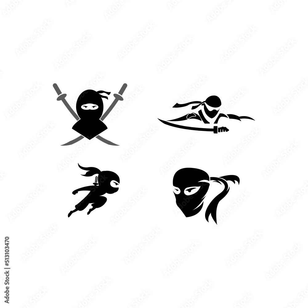 Ninja warrior icon. Simple black ninja head logo illustration Ninja warrior icon. Simple black ninja head logo illustration