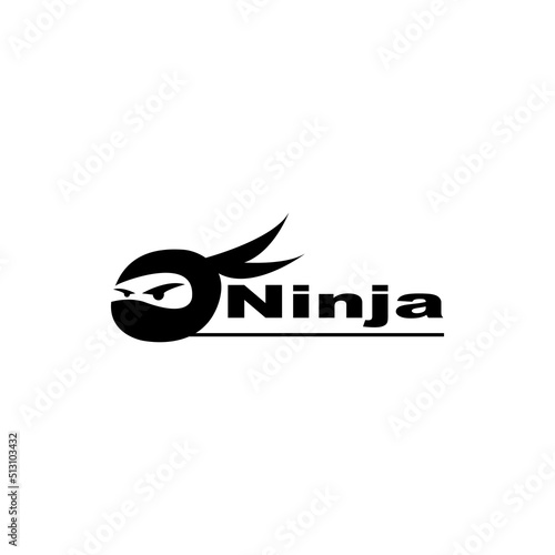 Ninja warrior icon. Simple black ninja head logo illustration