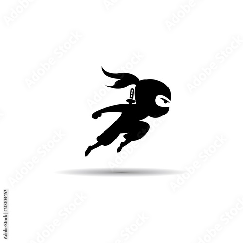 Ninja warrior icon. Simple black ninja head logo illustration