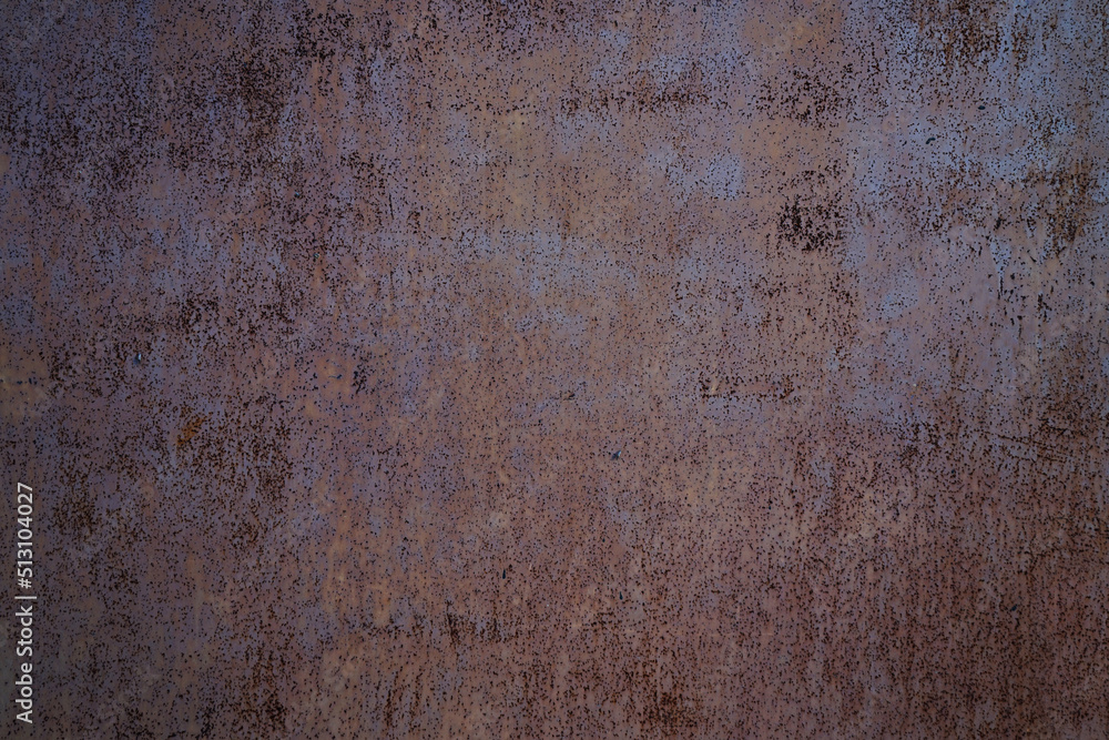 Dark blue brown grunge texture. Old rusty painted metal surface. Rust background with space for design.