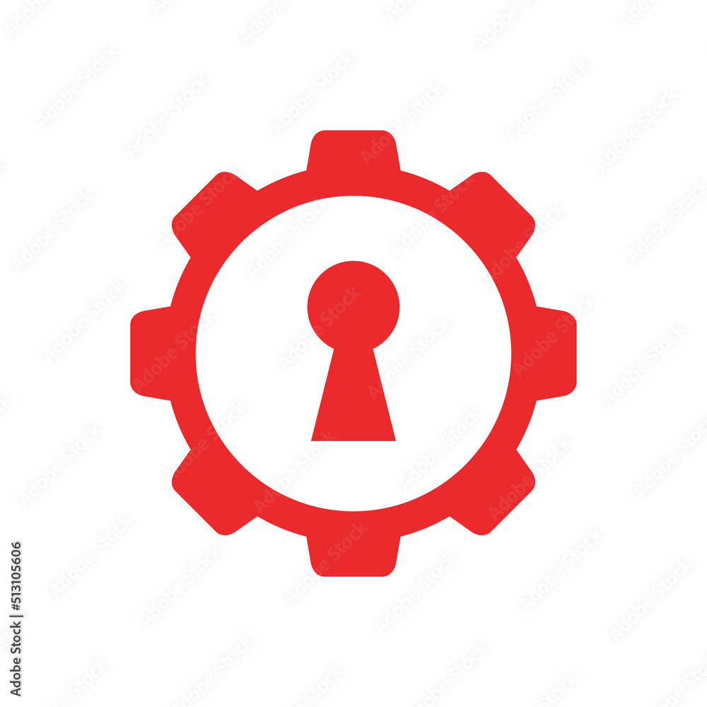 Gear with keyhole logo icon design template, cogwheel and lock symbol - Vector Gear with keyhole logo icon design template, cogwheel and lock symbol - Vector