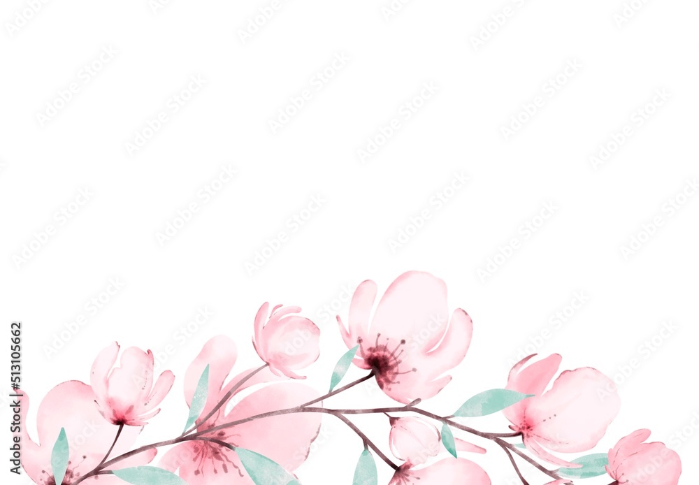 Flowers and leaves, watercolor, can be used as greeting card. Flowers and leaves, watercolor, can be used as greeting card.