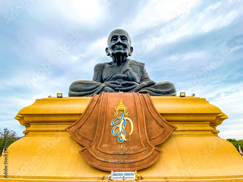 Wat Huay Mongkol temple with monk statue in Hua Hin District, Prachuap Khiri Khan, Thailand photo