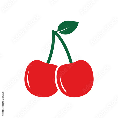 red cherry with leaf