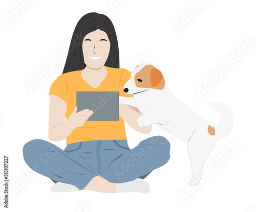 happy people with pets. Friendship and care for animals vector illustration