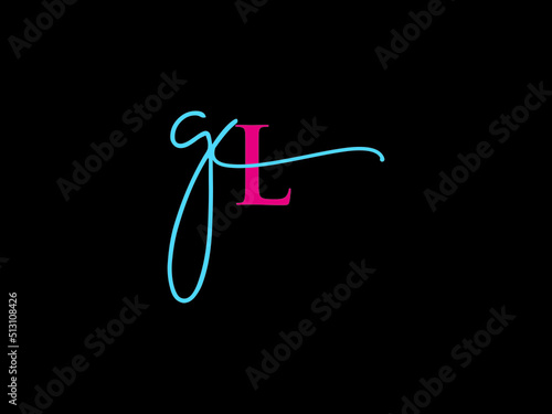 Colorful GL Logo Letter Vector, Signature Gl lg Letter Logo Icon Design For Clothing Brand Identity