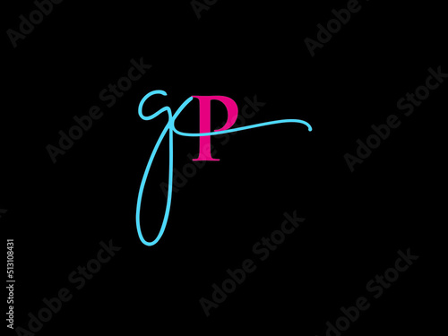 Colorful GP Logo Letter Vector, Signature Gp pg Letter Logo Icon Design For Clothing Brand Identity