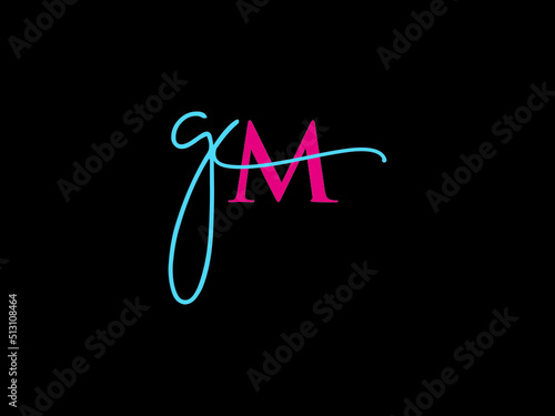 Colorful GM Logo Letter Vector, Signature Gm mg Letter Logo Icon Design For Clothing Brand Identity