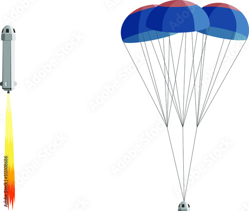 New Shepard, rocket on a white background, vector graphic, illustration