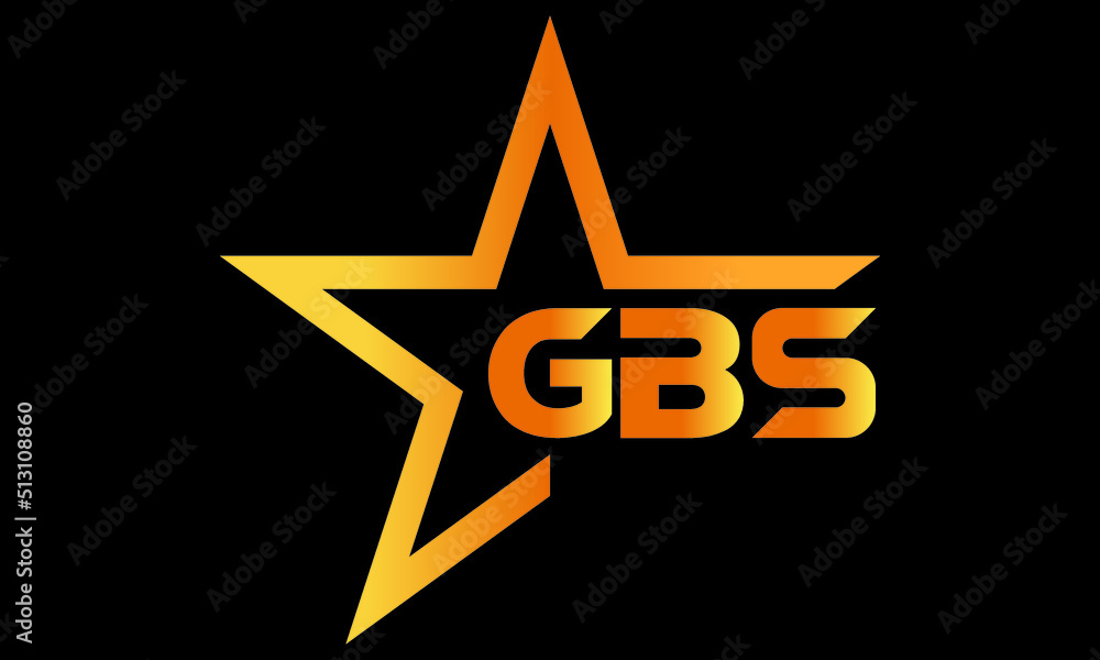 Gbs Golden Luxury Star Icon Three Letter Logo Design Vector Template 