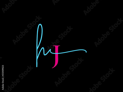 Minimalist HJ Signature Logo, Signature Hj jh Logo Icon Design For Beauty Shop photo