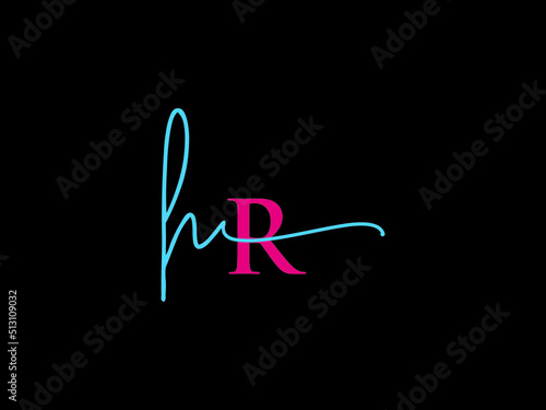 Minimalist HR Signature Logo, Signature Hr rh Logo Icon Design For Beauty Shop photo