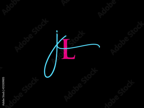 Unique JL Signature Letter Logo, Signature jl lj Logo Icon Vector Art For Clothing Or Cosmetics Shop photo