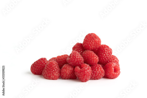 Group of natural raspberrys isolated on white.