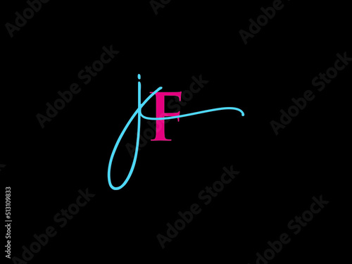 Unique JF Signature Letter Logo, Signature jf fj Logo Icon Vector Art For Clothing Or Cosmetics Shop photo