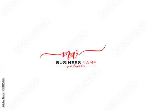 Abstract MV Logo Letter, Signature Mv vm Fashion and Wedding Logo Symbol For You