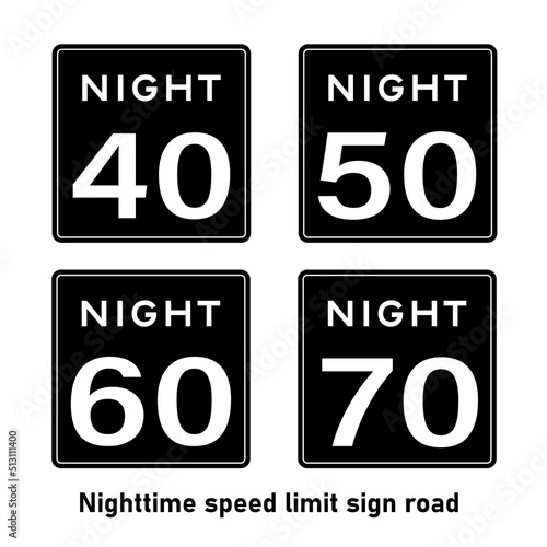Nighttime speed limit road sign Traffic sign on white background