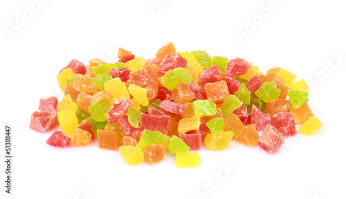 Candied fruits isolated on white background with clipping path