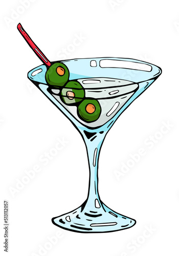 Vector cocktail martini with olives