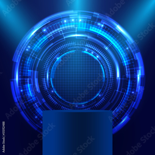 3D podium abstract blue cir...