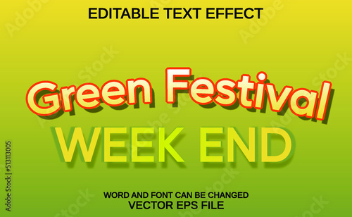 editable text effect green festival