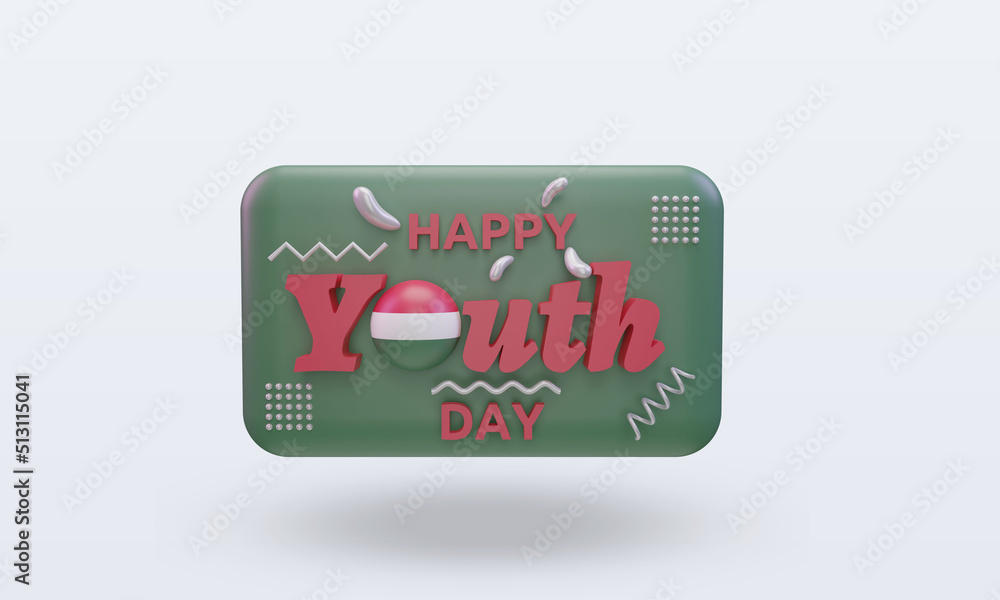 3d youth day Hungary flag rendering front view