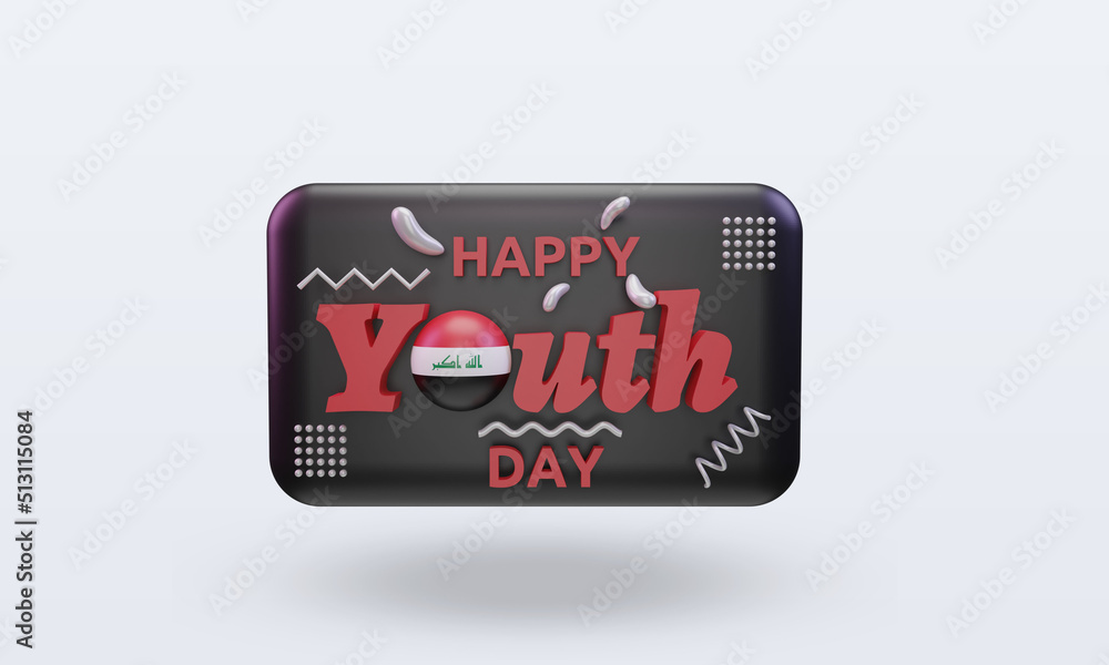 3d youth day Iraq flag rendering front view 3d youth day Iraq flag rendering front view