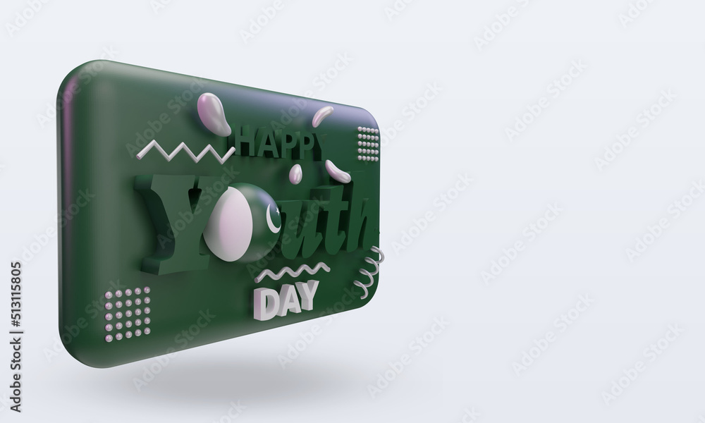 3d youth day Pakistan flag rendering left view 3d youth day Pakistan flag rendering left view