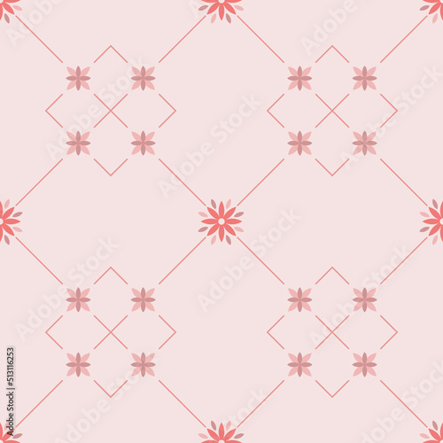 A beautiful flowers on background with diagonal lines, decorated with small flowers, it is a seamless pattern that is cute and clean.