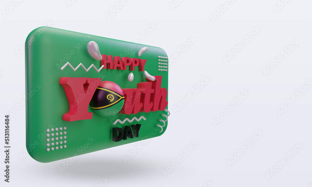 3d youth day Vanuatu flag rendering left view 3d youth day Vanuatu flag rendering left view