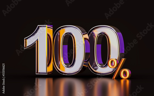 realistic glossy 100 percent cash back offer dark background 3d illustration for purchase product  photo