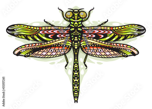 Illustration of for dragonfly stickers, tattoos and designs