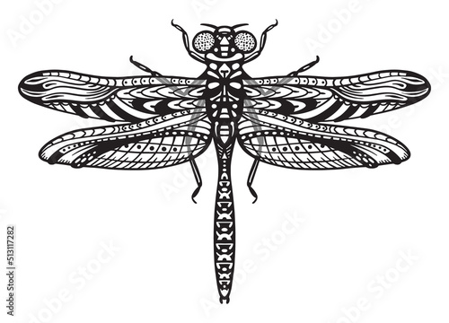 Line drawing of for dragonfly stickers, tattoos and designs