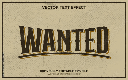 Editable Vector Text Effect Western Classic Wanted Text Effect