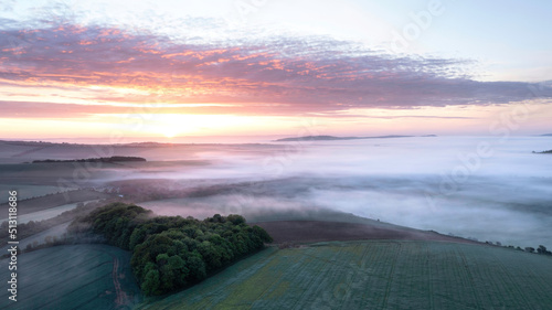Принти на полотні Majestic drone landscape image of sea of fog rolling across South Downs English
