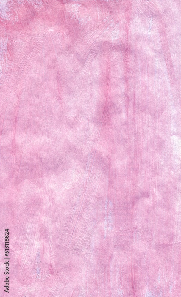 The painted leaf is Pink with a gouache brush. Hand-drawn gouache purple abstract background. Texture of brush strokes. The painted leaf is Pink with a gouache brush. Hand-drawn gouache purple abstract background. Texture of brush strokes.