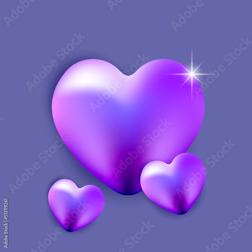 Colored hearts in very peri tones, congratulations card