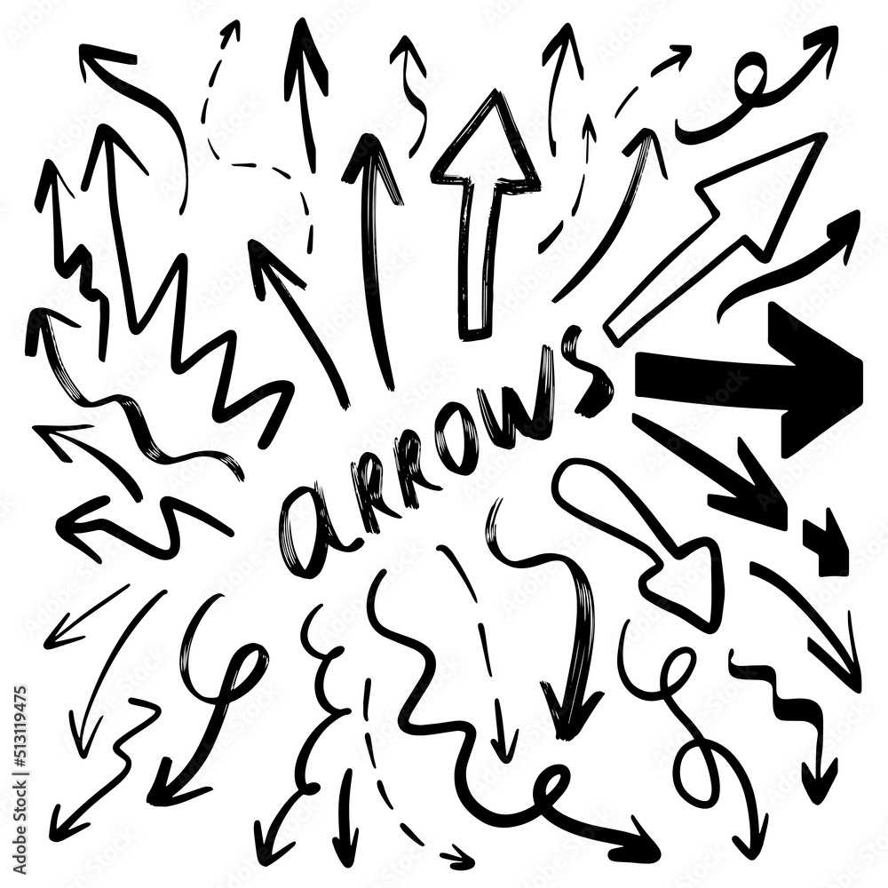 Vector set of various doodle hand drawn arrows Vector set of various doodle hand drawn arrows